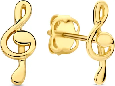 Produktbild von New Bling - 9NBG-0855 - 14K geelgouden Oorknoppen – Muzieksleutel – Dames Oorbellen
