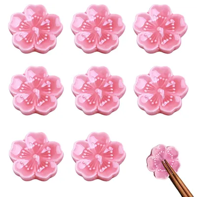 Keramik-Stäbchenhalter, 8 Stück, rosa, für Löffel und Gabeln