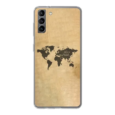 Produktbild von MuchoWow® Handyhülle Schutzhülle Hülle für Samsung Galaxy S21 Plus Weltkarte - Schwarz - Sprichwörter Silikon Softcase Handy Hülle - Handy-Tasche