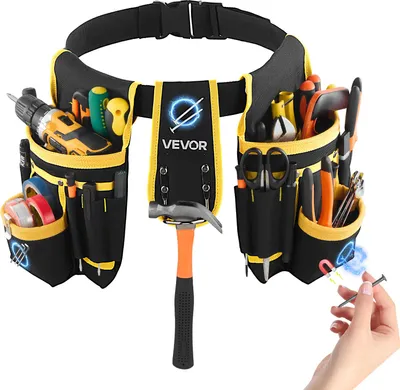 Obrázok produktu pre VEVOR opasok na náradie, magnetický opasok pre remeselníkov s 28 vreckami, taška na náradie, držiak na náradie pre elektrikárov, stolárov a stavebných robotníkov, organizér na zásteru, nastaviteľný od 787 do 1219 mm