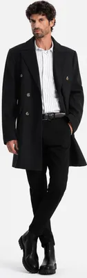 Produktbild von Ombre Clothing Płaszcz męski dwurzędowy Touray czarny L