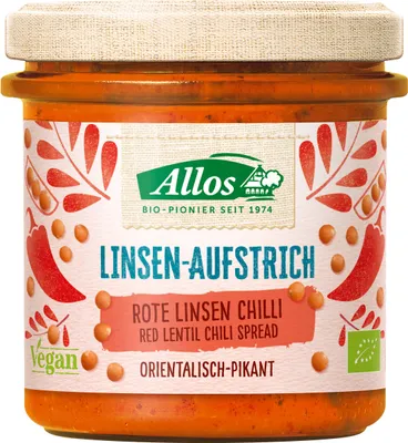 Produktbild von Allos - Linsen-Aufstrich Rote Linse Chili - 140g