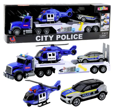 Obrázok produktu pre Policajné auto, vrtuľník, auto, policajné auto, svetlá, zvuky