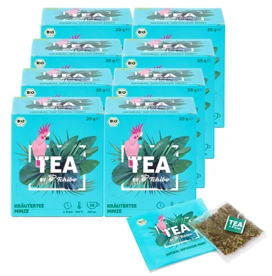 Produktbild von Tchibo Tee „TEA by Tchibo“  Kräutertee Minze, Erfrischende Minze, Vorratspack, Maxipack, Teebox, 160 Stück - 8x 20 Teebeutel, -Siegel, Natürliche Zutaten, Nachhaltiger Anbau