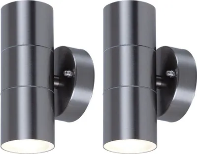 Produktbild von 2er Set RGB LED Wandleuchte, Edelstahl, Glas, Fernbedienung