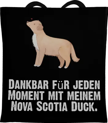 Produktbild von Mr. & Mrs. Panda Tote Bag Nova Scotia Duck Moment - Schwarz - Geschenk, Tasche, Jutebeutel, Retriever, Schultasche, Laptoptasche, Beutel, Tolling