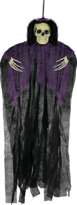 Produktbild von Skelett Dekoration Halloween Hängedekoration Tunika Gruselige Verzierung Skelettfigur Horror Anhänger Spukfigur, Farbe: Schwarz