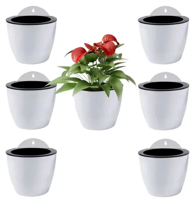 Produktbild von 7er-Set selbstbewässernde Hängeampeln | Wandvasen für Pflanzen und Blumen, für drinnen und draußen | Mittlere Wandvase, 12,7 cm PL34