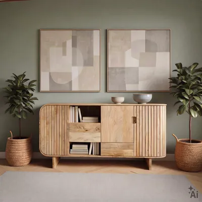 Produktbild von Sideboard SUNITA 150 cm aus Mangoholz mit Rillenstruktur - Natur