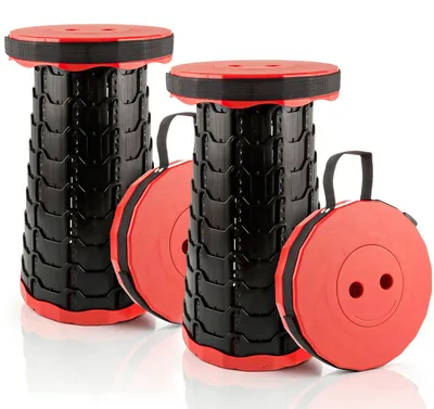 Klapphocker 2er-Set rot 25x6 cm rund tragbar