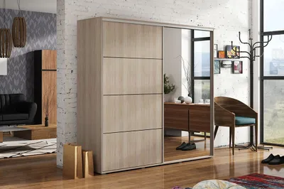Obrázek produktu pro Prostorná zrcadlová šatní skříň ENRIQUE, šířka 230 cm, výška 215 cm