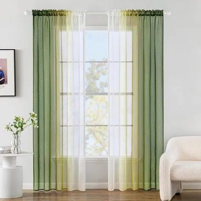 Produktbild von Famanu Vorhangset Olivgrün Transparent - 2-teilig, 140 x 175 cm