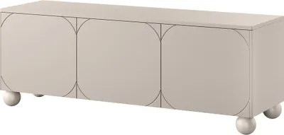 Produktbild von Wohnzimmer-Lowboard mit 150 cm Breite in kaschmir matt, Kugelfüße, 3 Türen, 1 Schublade - SPLIT-141