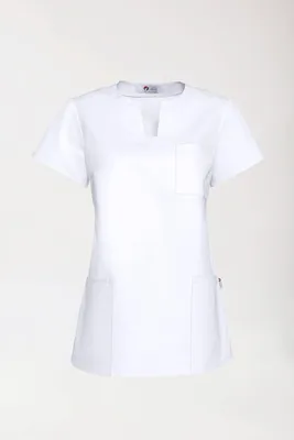 Produktbild von Ärztliches Tunikakleid für Damen mit eckigem Ausschnitt, Weiß, Größe M