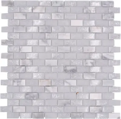 Produktbild von Glasmosaik mit Naturstein XIC B1111 weiß 30x28,5 cm