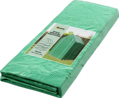 Image de Outsunny Bâche de remplacement pour serre de jardin 140 x 143 x 190 cm film de remplacement pour serre avec fenêtre et porte à fermeture éclair anti-UV Protection des plantes pour le jardin Vert