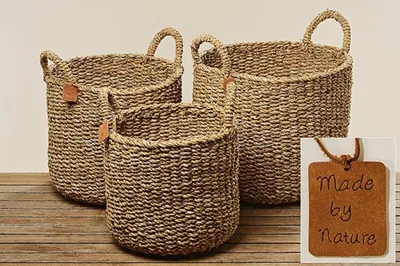 Produktbild von Dekokorb Sophy Ø 37/40/42 H.30/35/40 cm Seegras 3er Set