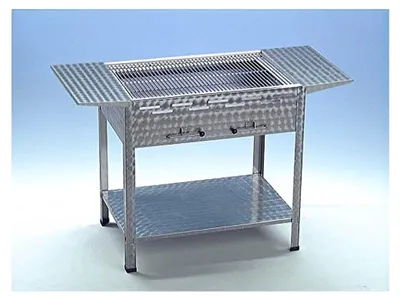 Produktbild von Holzkohlegrill aus Edelstahl 65x53x80 cm mit Seitenablagen und herausnehmbarem Kohlekasten