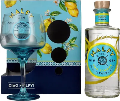 Produktbild von Malfy Gin CON LIMONE 41% Vol. 0,7l in Geschenkbox mit Glas