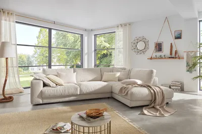 Produktbild von KAWOLA Sofa MADELINE Ecksofa Cord cremeweiß Recamiere rechts