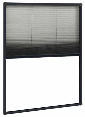 Productafbeelding van Insectenwering plissé voor dakramen, vliegenhor met aluminium frame, glasvezelweefsel, verstelbare maat, bescherming tegen muggen, frisse lucht, antraciet, 60 x 80 cm