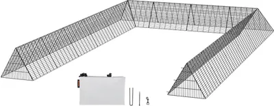 Productafbeelding van Kippentunnel, 600 x 400 x 61,5 cm, kippenhok voor de boerderij, draagbare ren voor buiten met hoekprofielen, 2 sets, geschikt voor kippen, eenden en konijnen