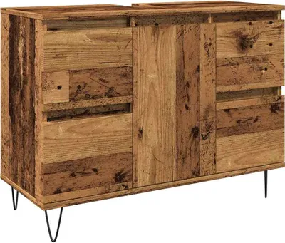 Image de vidaXL Armoire de salle de bain imitation vieux bois 80x33x60 cm Bois composite