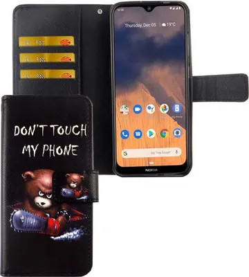 Produktbild von Nokia 2.3 Tasche Handy Hülle Schutz-Cover Flip-Case mit Kartenfach Don't touch my phone