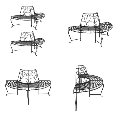 Zdjęcie produktu dla vidaXL Ławki pod drzewo półokrągłe 2 szt. Ø160 cm stal czarna - Ławka pod drzewo - Ławki pod drzewo - Ławka - Siedzisko ławki