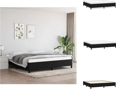 Zdjęcie produktu dla vidaXL Rama łóżka czarna 200x200 cm tkanina - Łóżka i ramy łóżek