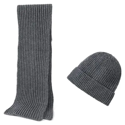 Zdjęcie produktu dla Omgoods - Zestaw zimowej czapki i szalika z wełny merino dla dorosłych