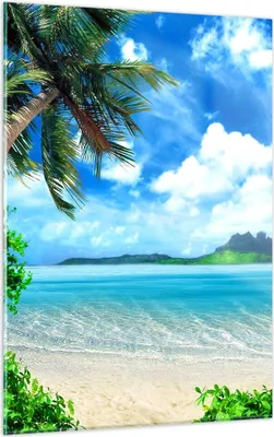 Produktbild von Bilder auf glas - Einteilig - Strand Urlaub Insel Palme - 50x70cm - Glasbilder - Wandbilder - Bilder - zum Aufhängen bereit - Wanddekoration aus Glas - Glas Bilder - Wandbild auf Glas - GPA50x70-2528
