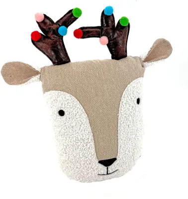Produktbild von Heimtexland Dekokissen Weihnachten Formkissen Rentier mit Pompoms Geweih 45 cm Deko Weihnachtskissen Zierkissen Geschenk-Idee Weihnachtsdeko Kissen Typ924 bunt