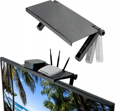 Imagen del producto de Estante para monitor de PC, diseñado para decodificadores DVB-T de hasta 2 kg, con dimensiones de 30 x 16 x 2 cm.