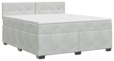 Image de vidaXL Lit boxspring avec matelas gris clair 140 x 190 cm velours