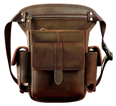 Immagine prodotto di Borsa a tracolla da cintura, marsupio da uomo, in vera pelle, colore marrone, dimensioni 17x6x28 cm