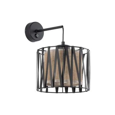 Produktbild von Wandlampe Metall E27 H: 35 cm Schwarz Braun Modern