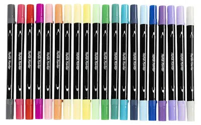 Image de Marqueurs textiles double face - Couleurs supplémentaires, lot de 20