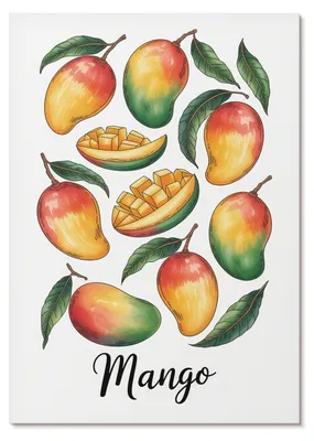 Produktbild von POSTER - 29x42 cm (A3) - 3 Steps - Illustrationsstil mit exotischen Mangoblättern - Wandbild für Wohnzimmer Schlafzimmer & Flur, Modernes Poster Wanddeko, Ungerahmt