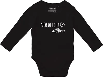 Produktbild von Huuraa Baby Body Nordlicht mit Herz 74 Black  Baumwolle Fairtrade Langarmbody Geschenkidee