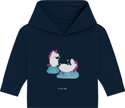 Produktbild von Mr. & Mrs. Panda Organic Baby Hoodie Einhorn Sekt 24. - 36. Monat - French Navy - Geschenk, Beste, Einhörner, Freundin, Kapuzenshirt, Party, Unicorn, Kapuzensweatshirt