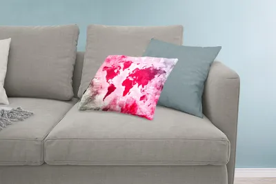 Produktbild von MuchoWow® Zierkissen Sofakissen Wohnzimmer Dekokissen 60x40 cm Weltkarte - Rot - Zeitung - Kopfkissen - Polster mit Foto