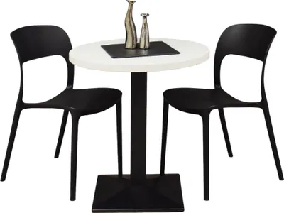 Produktbild von Bistrotisch rund Elanur 70 cm schwarz matt/weiß matt lack 14588