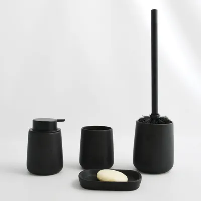 Produktbild von MSV Seifenpumpe/Spender Malmo - Keramik - schwarz - 8,5 x 12 cm