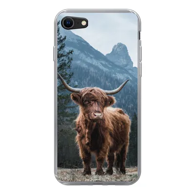 Produktbild von MuchoWow® Handyhülle Schutzhülle Hülle für iPhone SE 2020 Schottische Highlander - Tiere - Landschaft Silikon Softcase Handy Hülle - Kartenbesitzer