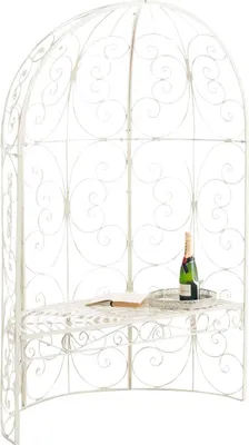 Image de Demi-pavillon romantique avec banc - pavillon de jardin - design robuste en fer | Couleur : Antiquités