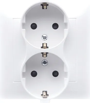 Immagine prodotto di Presa doppia (modulo) con messa a terra Terminali a vite Schuko 16A 250V contatto bianco Simon 54 DGSz2Z/11