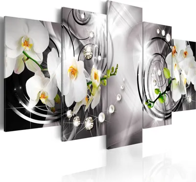Produktbild von Leinwandbilder 200x100 cm b-A-0257-b-p Vlies Leinwandbild 5 tlg Kunstdruck modern Wandbilder XXL Wanddekoration Design Wand Bild ABSTRAKT BLUMEN ORCHIDEE