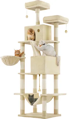Image de Arbre à chat – Griffoir pour chat – 13 arbres à chat – Sisal résistant – 60 x 50 x 206 cm