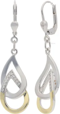 Produktbild von JuwelmaLux Ohrhänger Silber 925 Bicolor mit Zirkonia JL20-06-0739